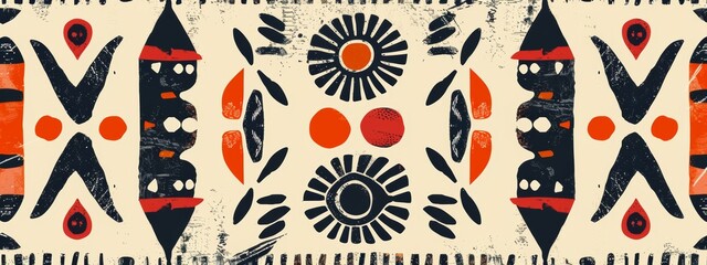 Pattern inspired by tribal motifs and patterns.