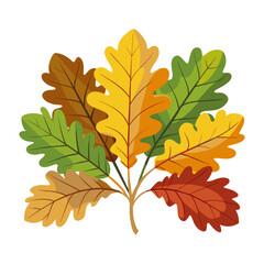 Vector illustration of four autumn oak leaves
