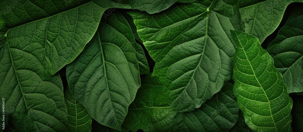Poster background texture with detailed macro leaves creating a copy space image