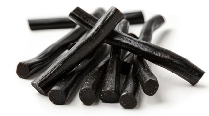 Obraz premium Close up shot of licorice against a white background