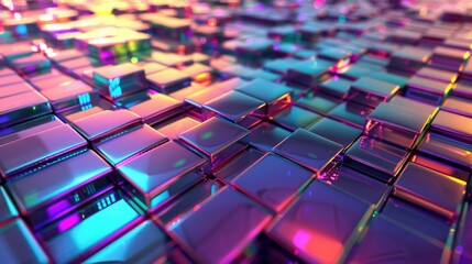 Fototapeta premium Multicolored 3D Futuristic Background with Geometric Structure and Glossy Textures