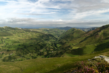 landscape of the valley with mountains and clouds