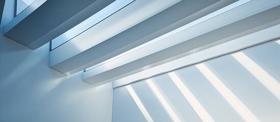 Obraz premium Modern architectural detail showcasing abstract lines in a contemporary office interior or public building creating an aesthetic visual element with copy space image