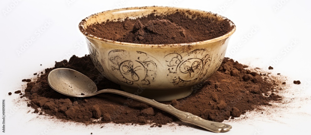 Wall mural fortune telling cup with coffee grounds on a white background for copy space image