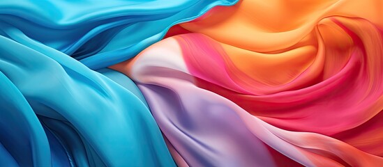 Obraz premium Colorful silk scarf with copy space image