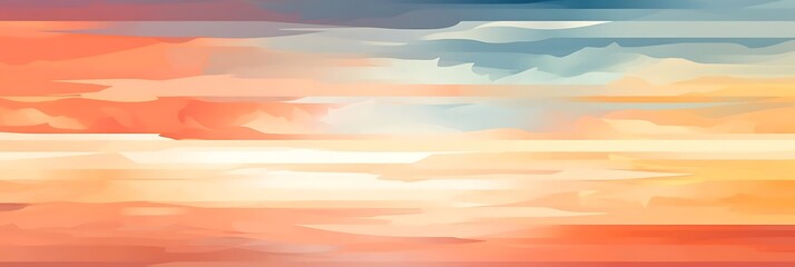 Fototapeta premium an abstract painting with a red, orange, and blue color scheme featuring a white vase with a yellow flower, a blue and white striped vase with a red flower, and a white