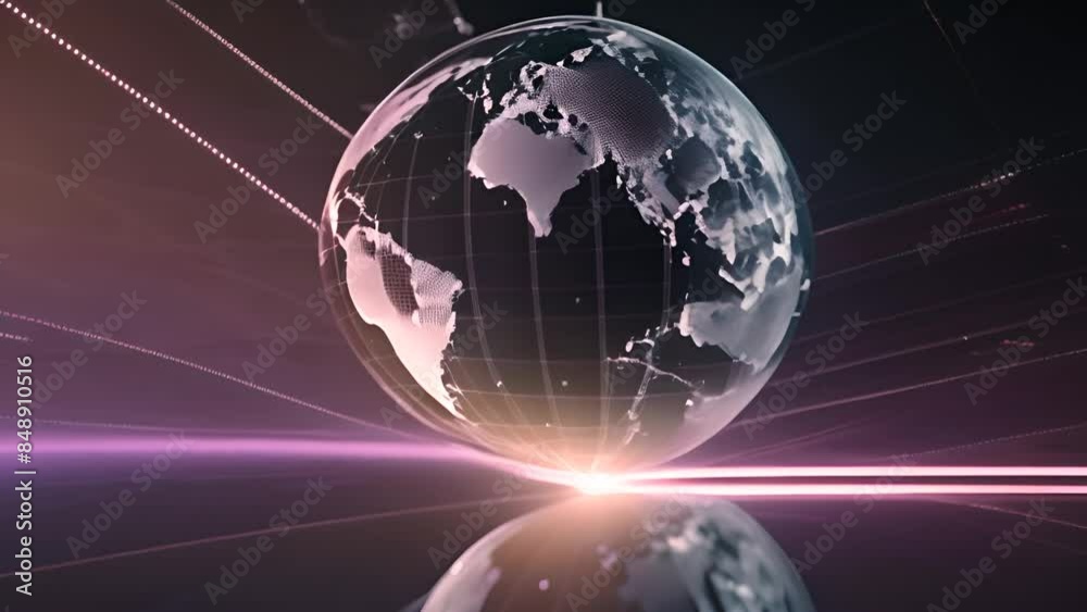 Poster global network with lines of light generative ai