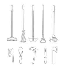 Vector Collection of Plantation and Livestock Equipment Illustrations for Agricultural Use