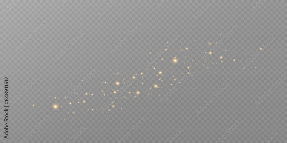 Poster Vector sparkles on a transparent background. Christmas light effect. Sparkling magical dust particles.The dust sparks and golden stars shine with special light.