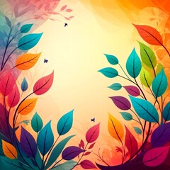 vibrant and colorful scene with a multitude of leaves in various shapes and sizes.