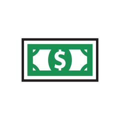 Banknote icon with dollar symbol, made in color style.