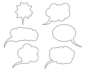 Blank white speech bubbles vector illustration. set of empty speech bubbles, message box different shapes
