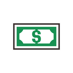 Banknote icon with dollar symbol, made in color style.