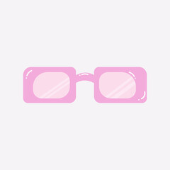 Pink sunglasses. Hand drawn retro style illustration.