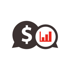 Diagram and dollar sign on Speech Bubble icon, made in color style.