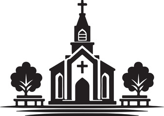a minimalist church logo vector art illustration icon logo