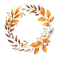 Watercolor Painting of a Wreath of Leaves
