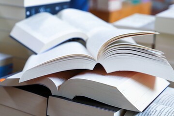stack of books on the table