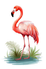 Fototapeta premium Pink Flamingo Standing in Body of Water