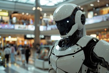 Generative AI creative picture Robot cyborg in activities of daily life routine living together with people