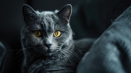 Gray cat against dark backdrop symbolizing pet ownership