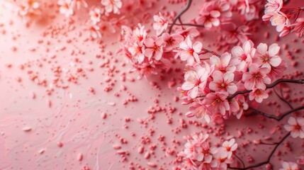Fototapeta premium Cherry blossoms backdrop text