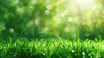 Obraz premium Abstract background of green grass with blurred bokeh