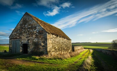 An old stone and brick mill building, set in an English woodland with mossy ground, next to another smaller cottage with wooden planks on its roof. Ghost town