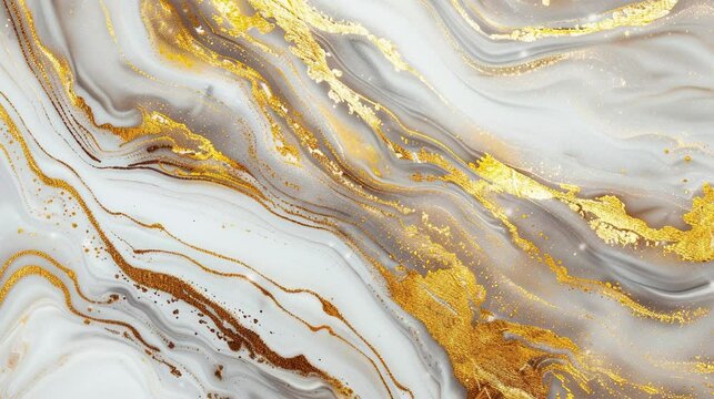 Abstract gold and white marble texture background video, footage.