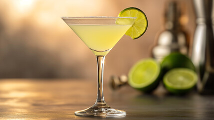 Gimlet cocktail in glass, refreshing alcohol drink