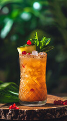 Mai Tai cocktail in glass, refreshing alcohol drink