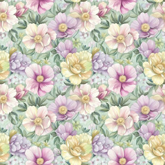 Floral variety color, form natural, seamless fabric pattern.