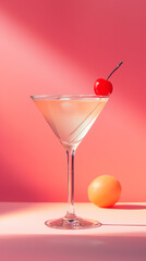Martini cocktail in glass, refreshing alcohol drink