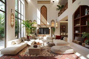 Bohemian boho style entrance foyer and staircase with a eclectic design aesthetic