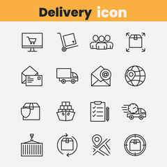 Delivery icons set And delivery thin-line icons.