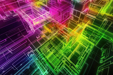 Obraz premium Abstract Digital background connecting Data Stream with Flowing Dots and Lines 