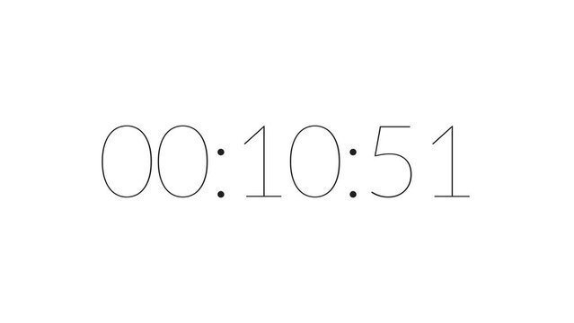 6 digits 15 seconds thin font minimal countdown timer. Black on white background. Simple, elegant and minimalist chic font count down concept. 4K Motion Graphics.