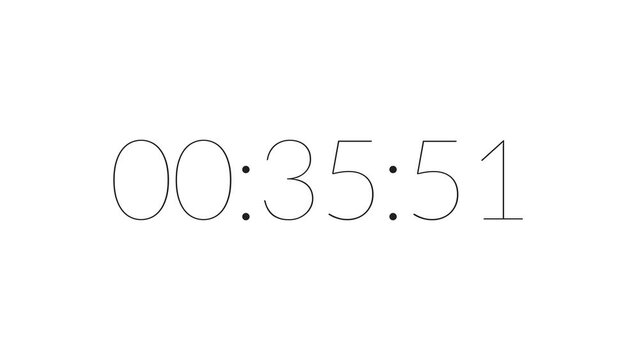 6 digits 40 seconds thin font minimal countdown timer. Black on white background. Simple, elegant and minimalist chic font count down concept. 4K Motion Graphics.