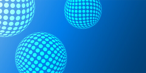 Light Blue Big Spotted, Textured 3D Globes, Balls with Round Lit Surfaces, Geometric Pattern, Futuristic Minimalist Multi Purpose Blue Wide Scale Background Design, Vector Illustration Template