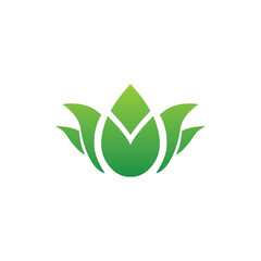 roses logo vector with green color