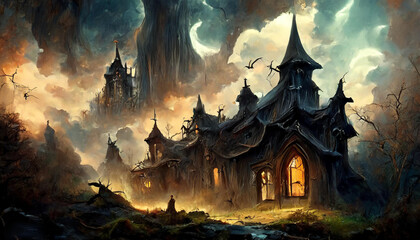 Obraz premium Halloween Background Haunted House