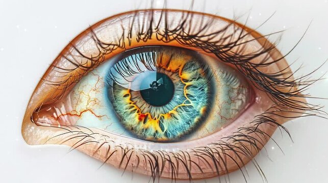 human body anatomy of the eye with realistic images and a white background