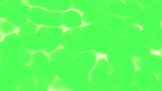 Animation of shimmering green screen chroma key water surface reflecting sparkling light, seen from directly above. High-definition 4K motion graphic for multimedia use.