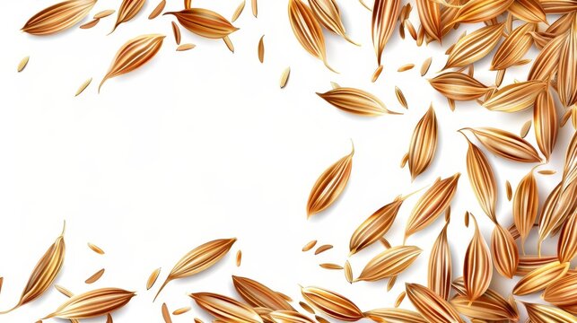 cumin seeds clipart, spice element, realistic illustration, brownishyellow, isolated on white background