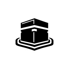 kaaba religious islam pray pilgrim logo vector illustration template design