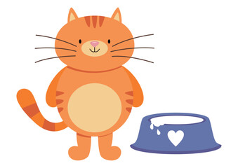 Funny cat with milk feeder.