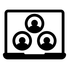 video conference on laptop screen icon
