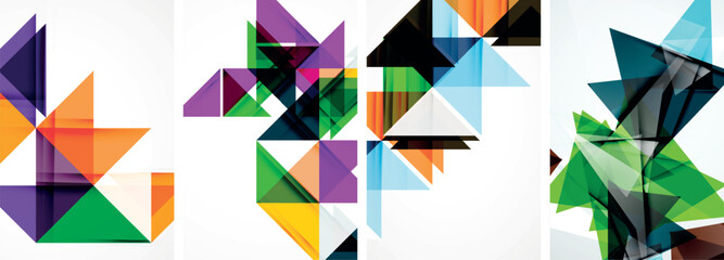 Set of abstract random triangle composition backgrounds. Vector illustration for for wallpaper, business card, cover, poster, banner, brochure, header, website