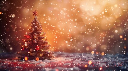 Brown desktop with Christmas tree