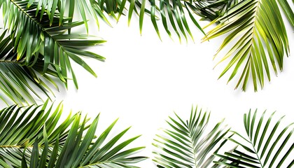 green tropical plants  on white background